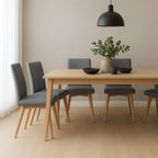 Marsden Leather Dining Chair-Grey Leather with Clear Stain Legs