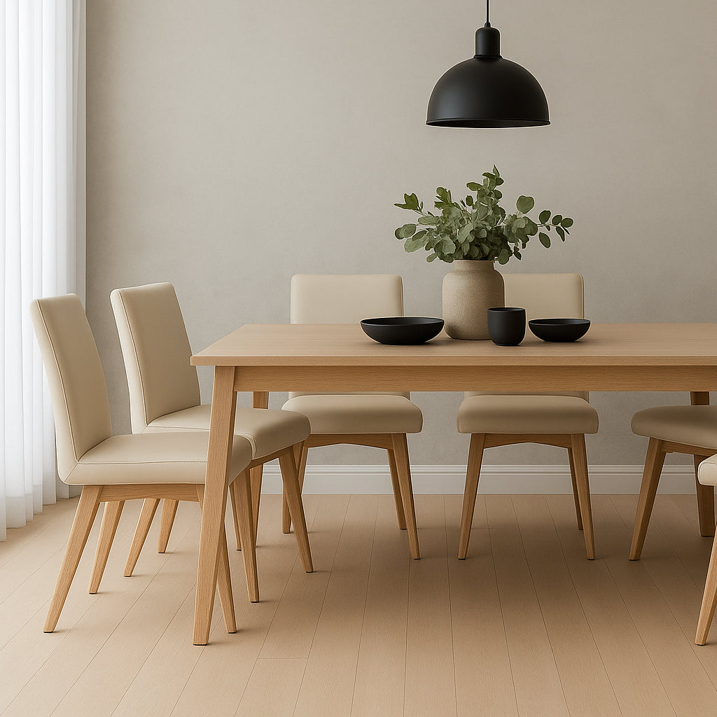 Marsden Leather Dining Chair-Light Mocha Leather with Clear Stain Legs