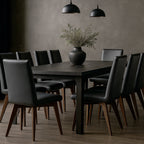 Marsden Leather Dining Chair-Black Leather with Blackwood Stain Legs