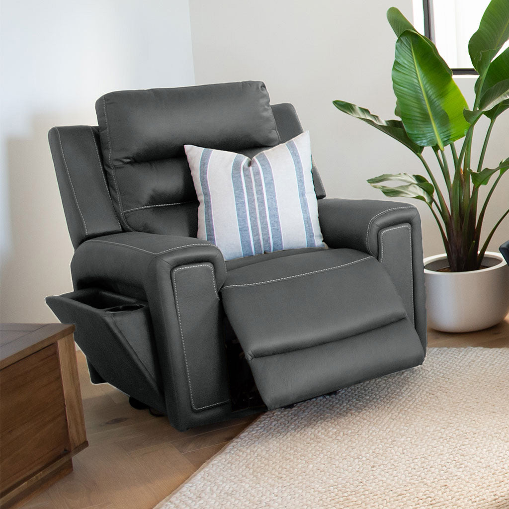 Mason Leather Power Recliner-Storm