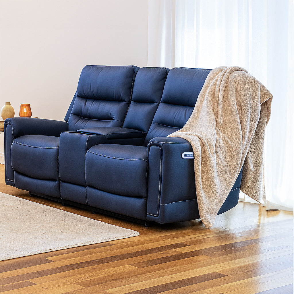 Mason 2 Seater Fabric Power Recliner-Aegean