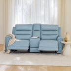 Mason 2 Seater Leather Power Recliner-Ice Blue
