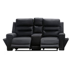 Mason 2 Seater Leather Power Recliner-Black