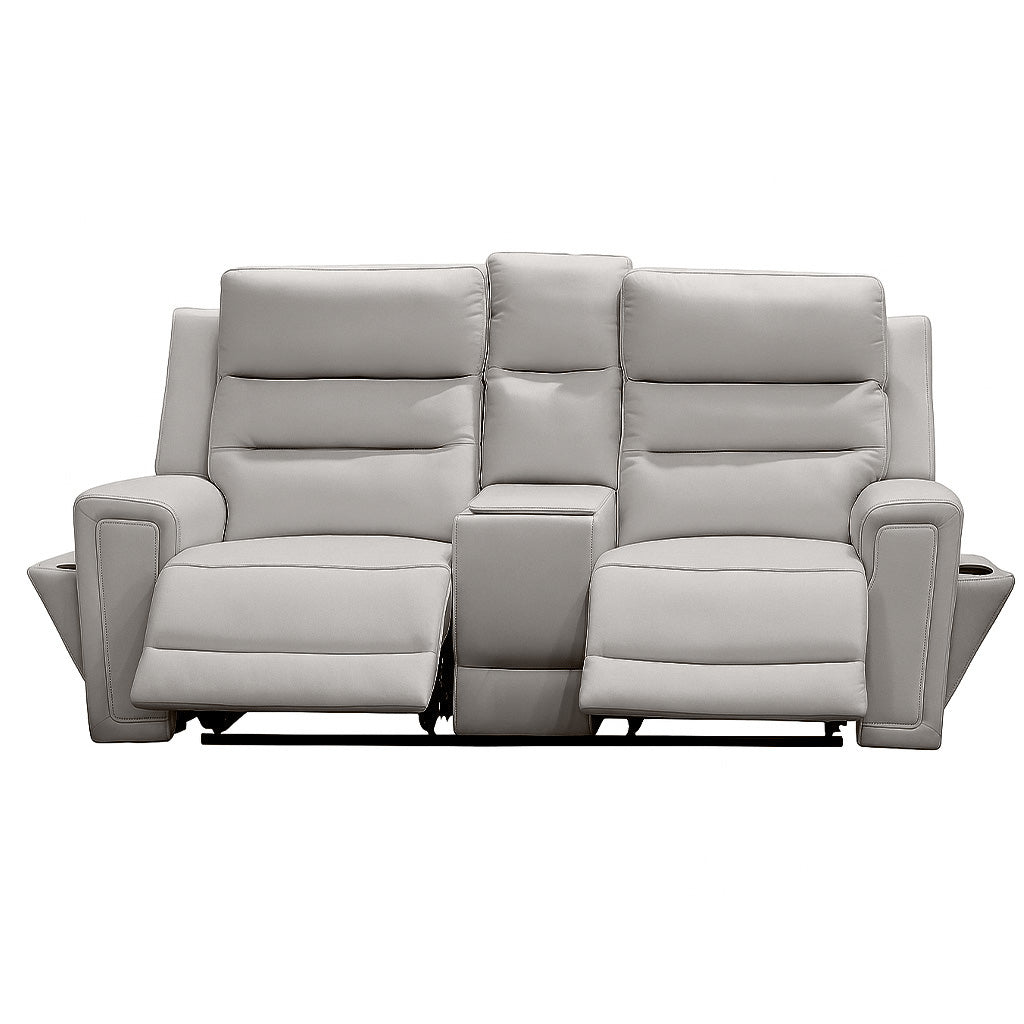 Mason 2 Seater Leather Power Recliner-Dove