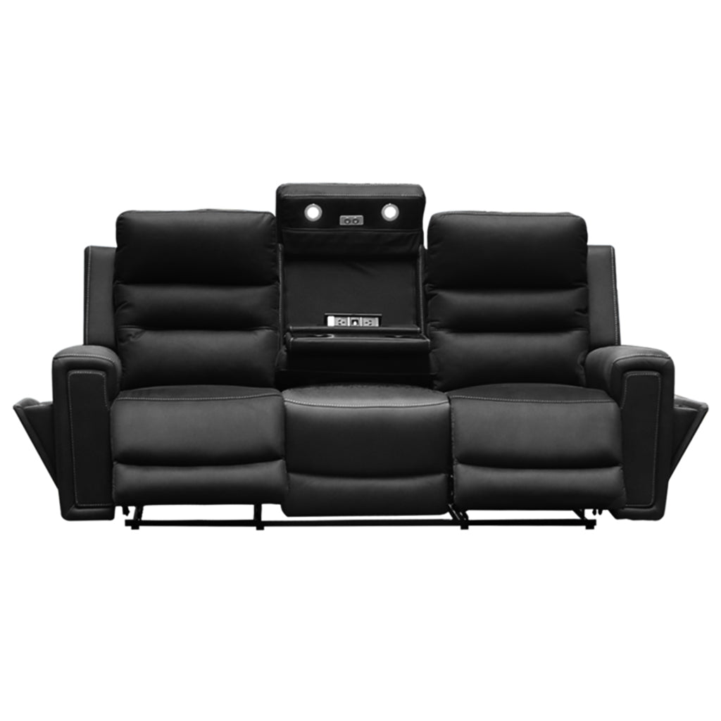 Mason 3 Seater Fabric Power Recliner-Jet