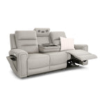 Mason 3 Seater Leather Power Recliner-Dove