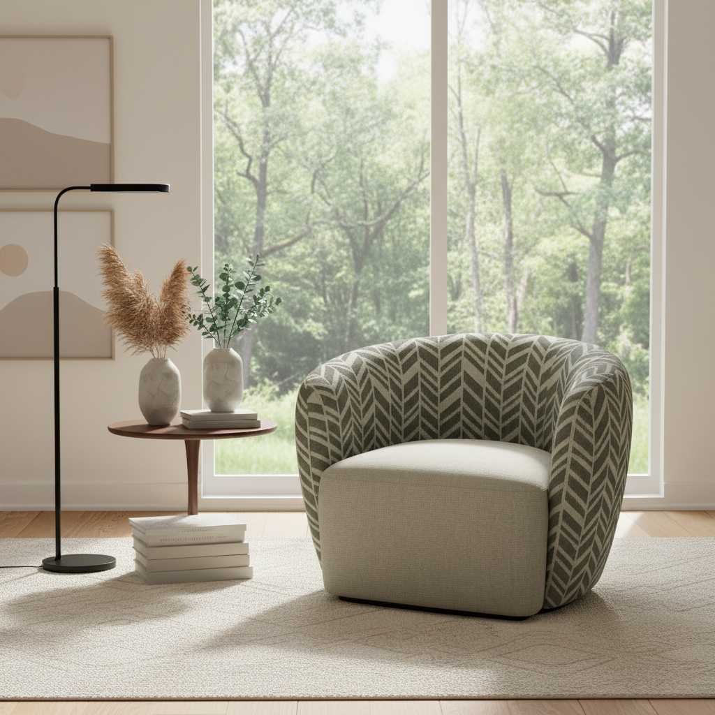 Melinta Swivel Accent Chair -Cactus/Linen