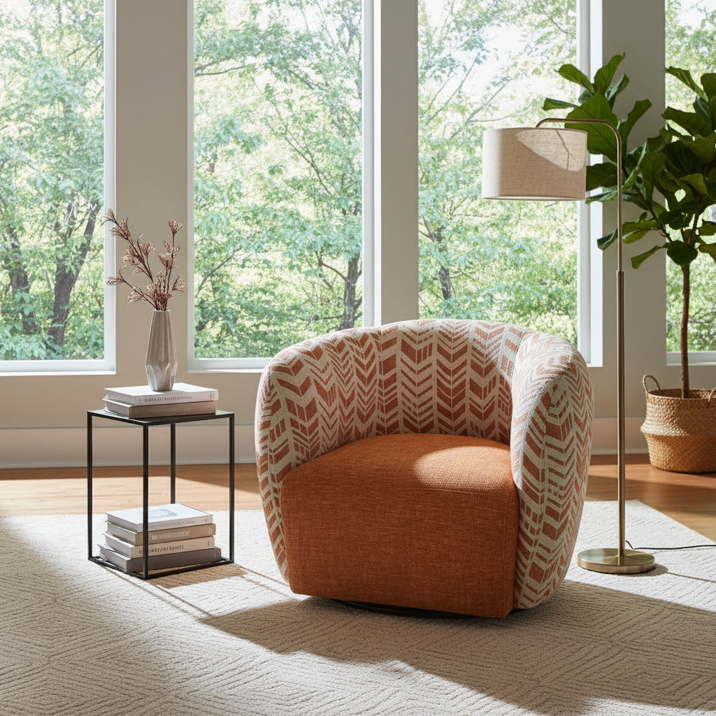 Melinta Swivel Accent Chair -Desert/Bronze