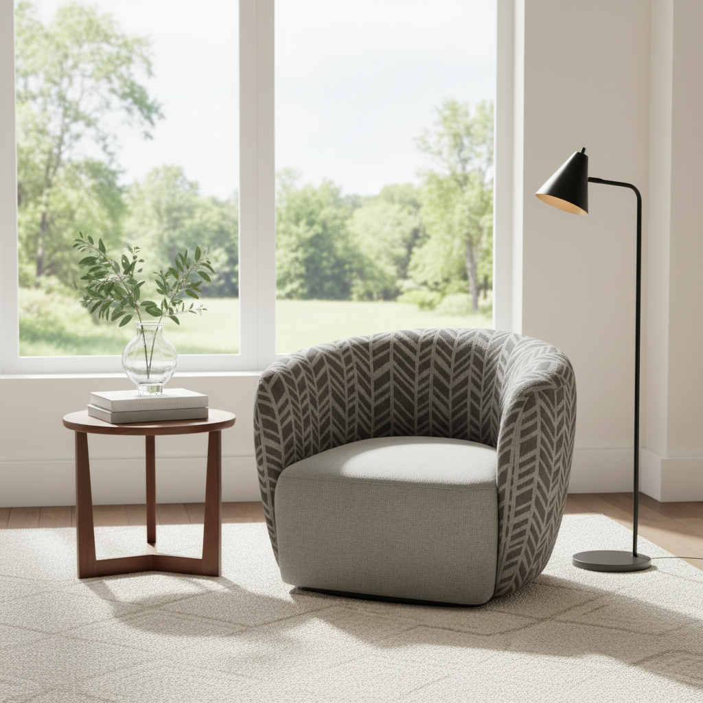 Melinta Swivel Accent Chair -Dusk/Concrete