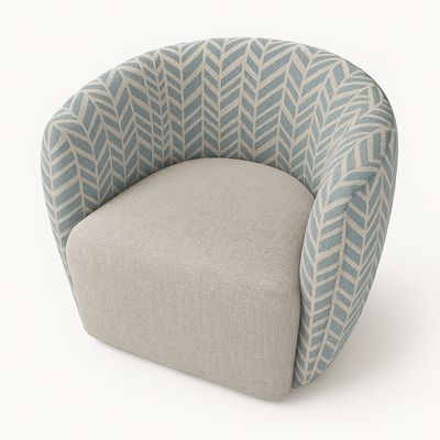 Melinta Swivel Accent Chair -Sky/Linen