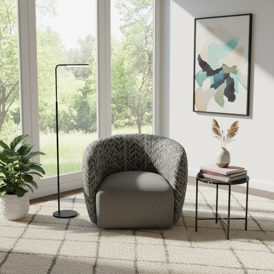 Melinta Swivel Accent Chair -Smoke/Ash hover image