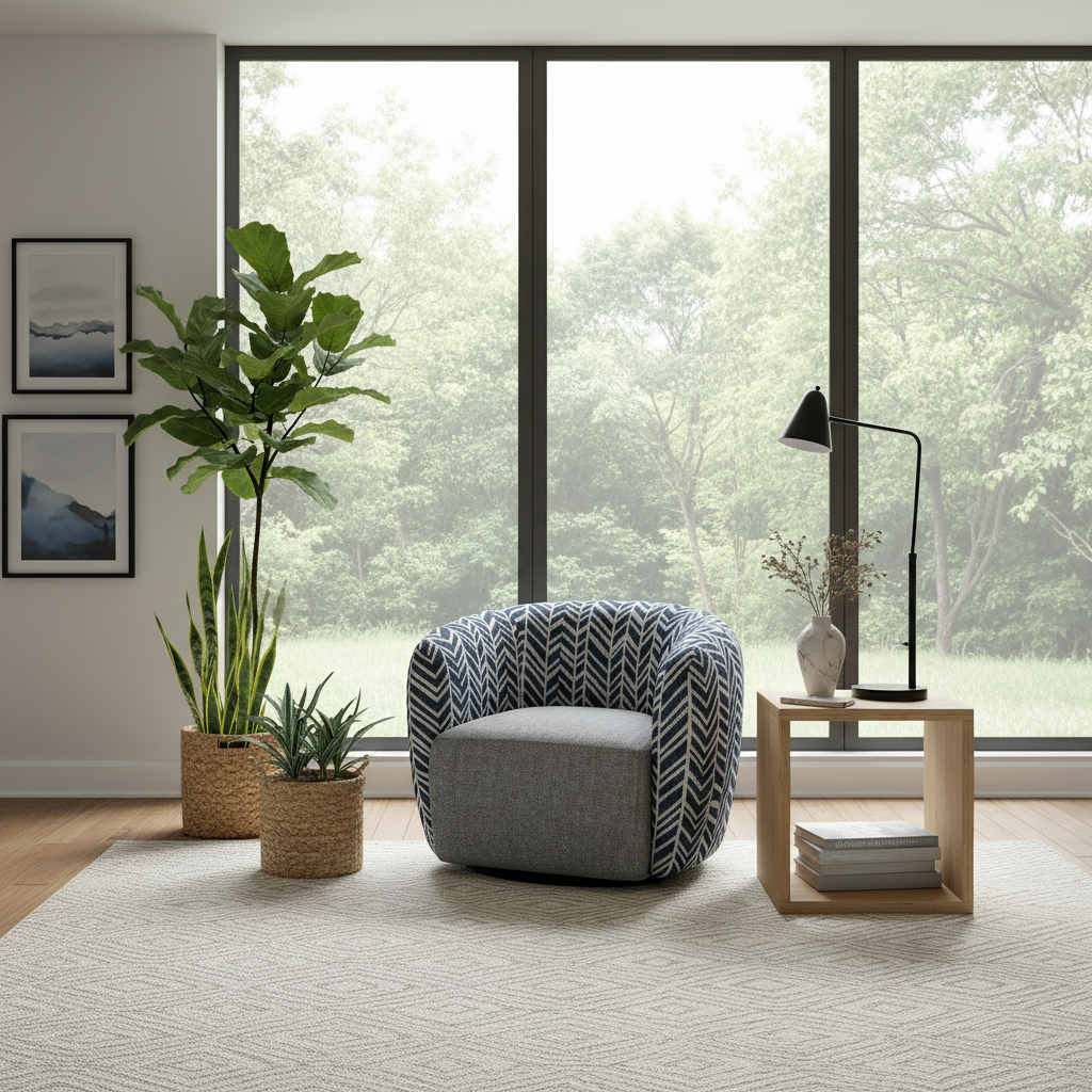 Melinta Swivel Accent Chair -Storm/Granite