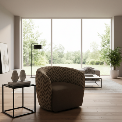 Melinta Swivel Accent Chair -Tumblewood/Fudge hover image