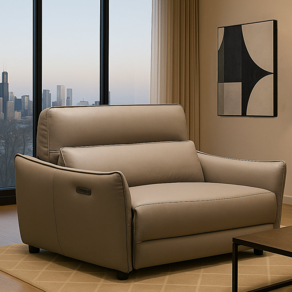 Memphis Leather Power Recliner with Adjustable Headrest-Mocha