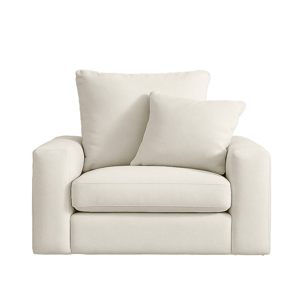 Meyer 1.5 Seater Fabric Sofa-Snow