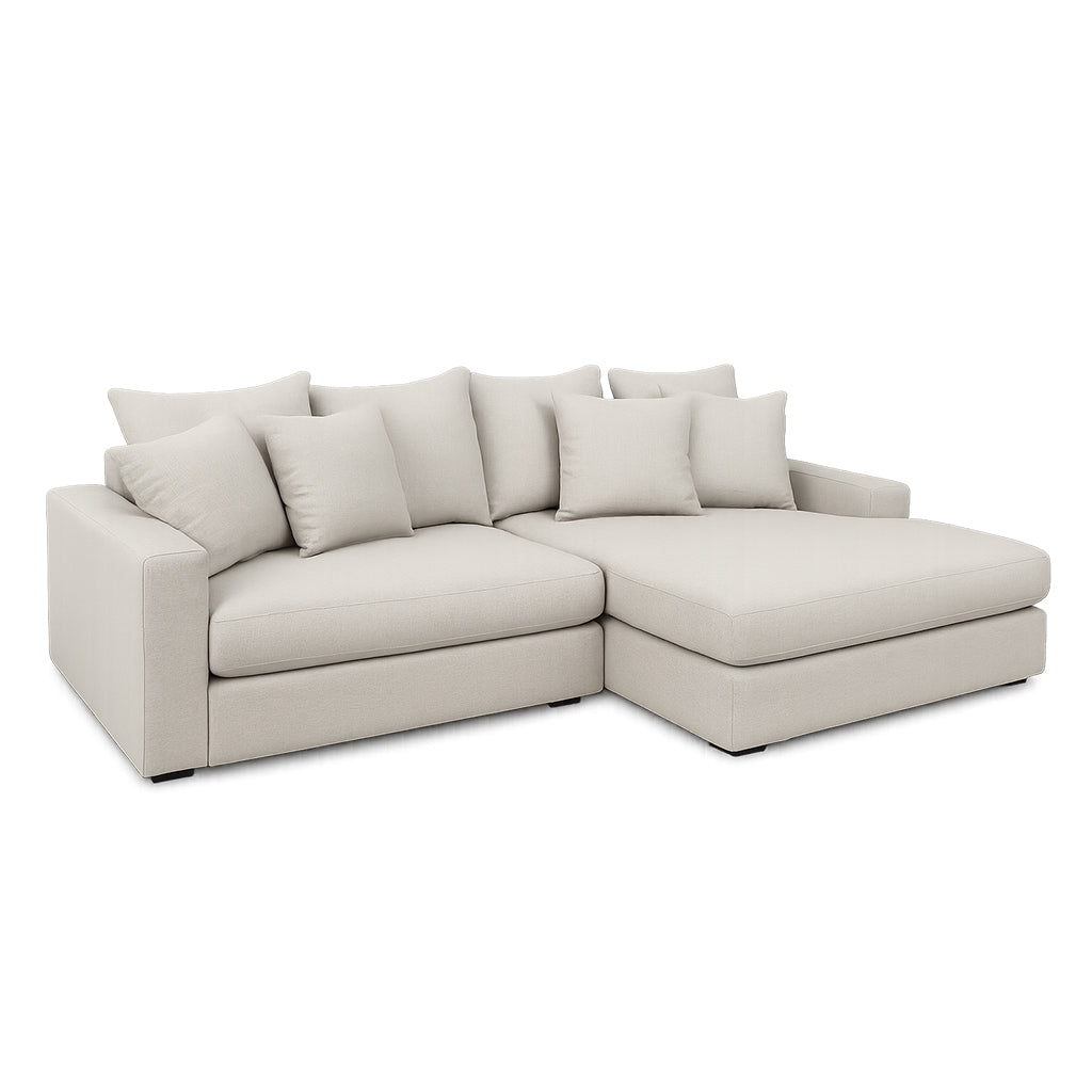 Meyer 2.5 Seater Fabric Sofa with Chaise-Snow