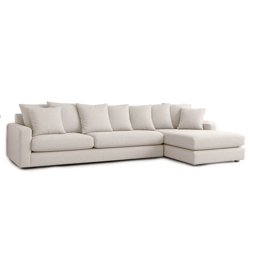 Meyer 3 Seater Fabric Sofa with Chaise-Snow