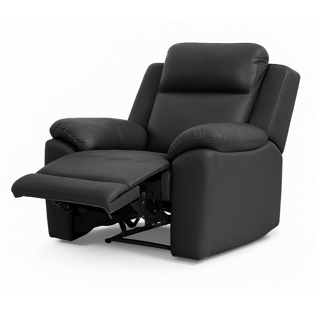Mila Leather Manual Recliner-Black