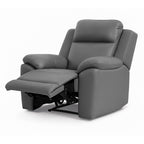 Mila Leather Manual Recliner-Storm