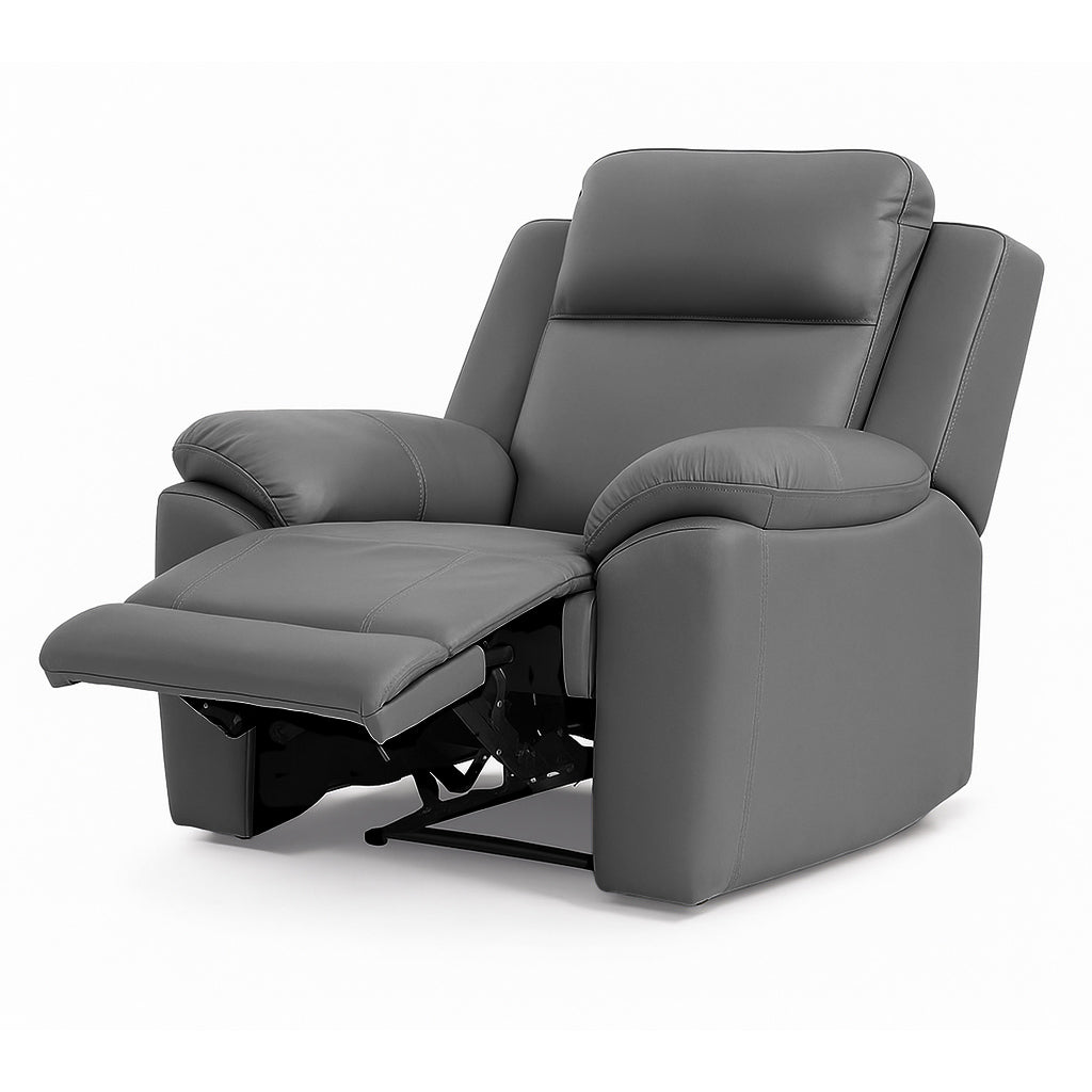 Mila Leather Manual Recliner-Storm