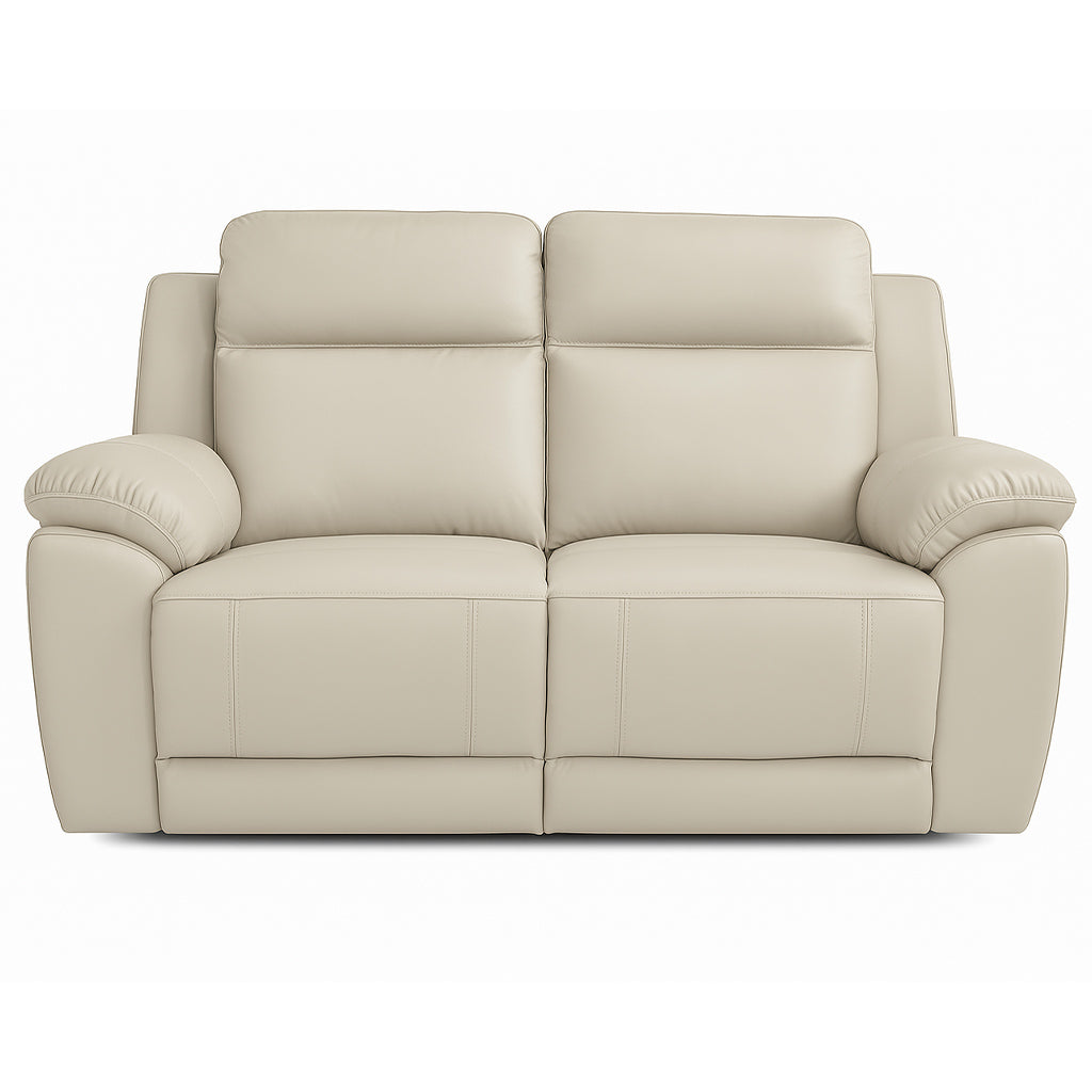 Mila 2 Seater Leather Manual Recliner-Dove