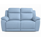 Mila 2 Seater Leather Manual Recliner-Ice Blue