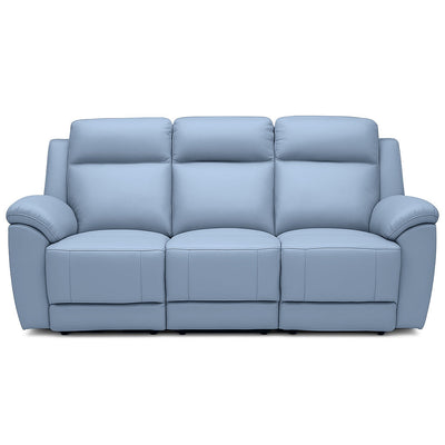Mila 3 Seater Leather Power Recliner-Ice Blue