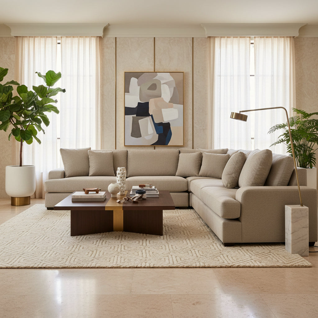 Milton Fabric Corner Modular 3 Seater Duo+CNR+3 Seater Duo-Driftwood