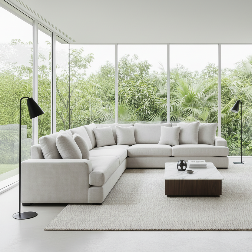 Milton Fabric Corner Modular 3 Seater Duo+CNR+3 Seater Duo-Pebble