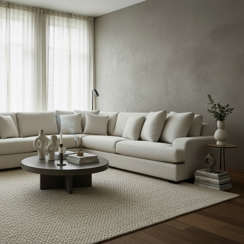 Milton Fabric Corner Modular 3.5 Seater+CNR+3.5 Seater-Pebble