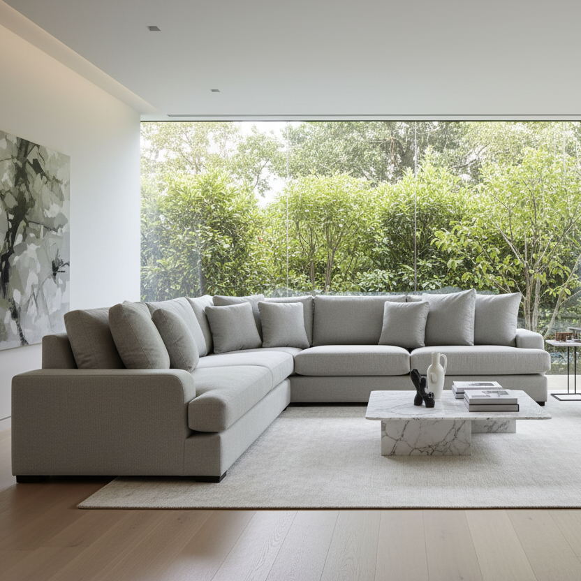 Milton Fabric Corner Modular 3 Seater Duo+CNR+3 Seater Duo-Silver