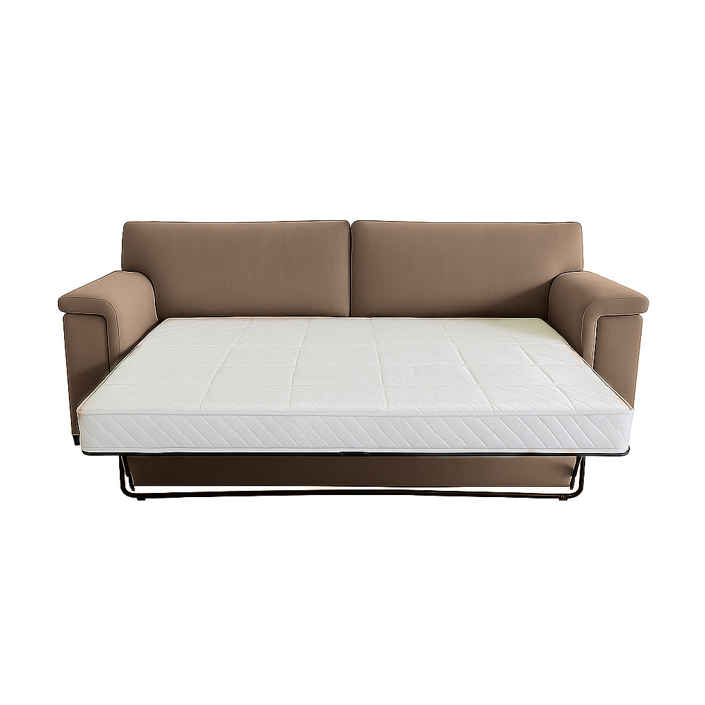 Hudson 2.5 Seater Fabric Double Sofa Bed-Innerspring Standard Mattress in Mink