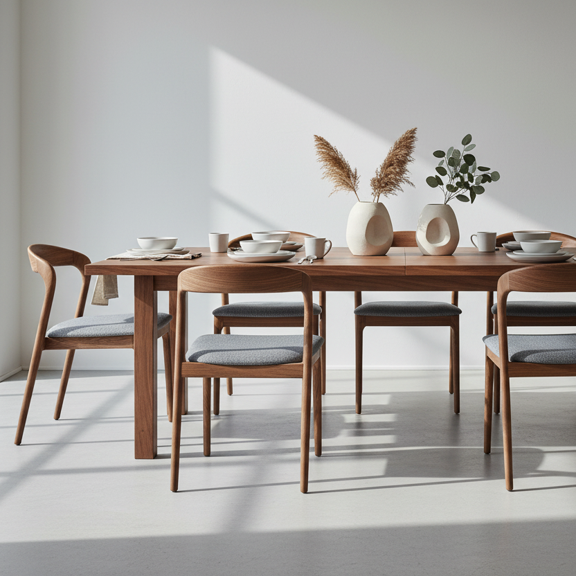 Shannen Dining Chair-Walnut Frame with Navy Fabric Seat