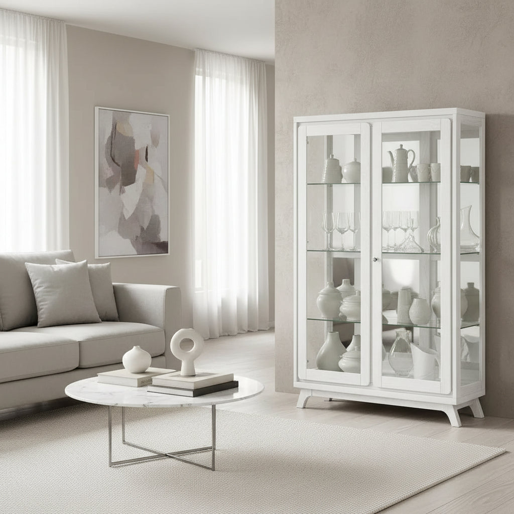 Mudgee Display Cabinet Ash-Matt White