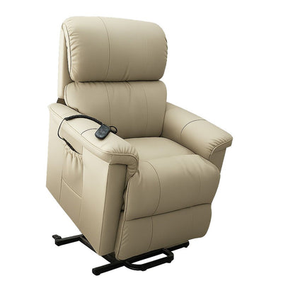 Lazboy Stanley Leather Bronze Power Lift Chair-Mushroom