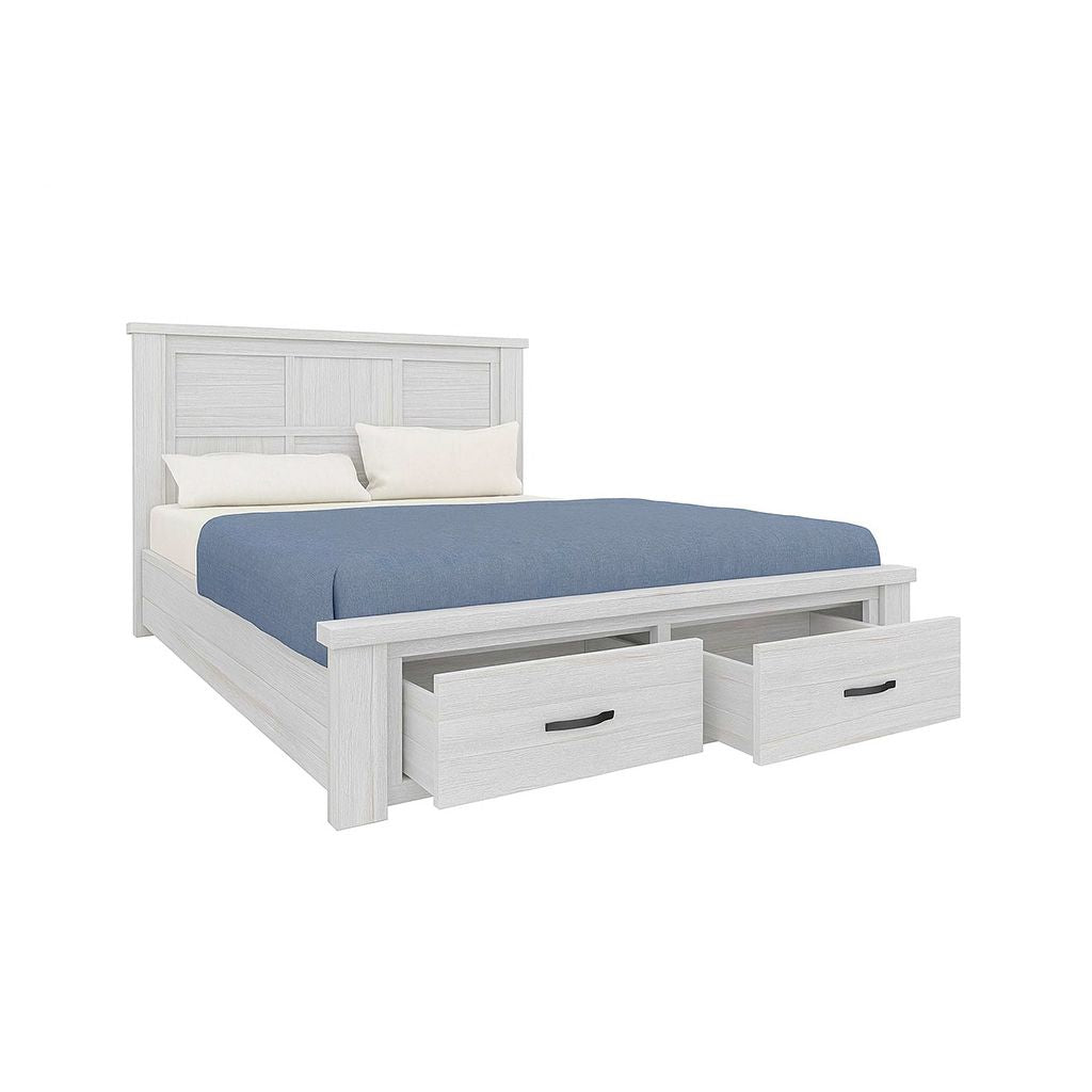 Florida Queen Bed with Storage-White Wash