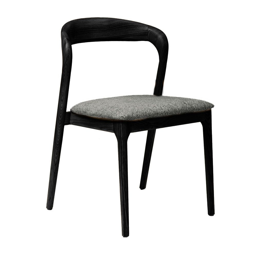 Shannen Dining Chair-Black Frame with Charcoal Fabric Seat
