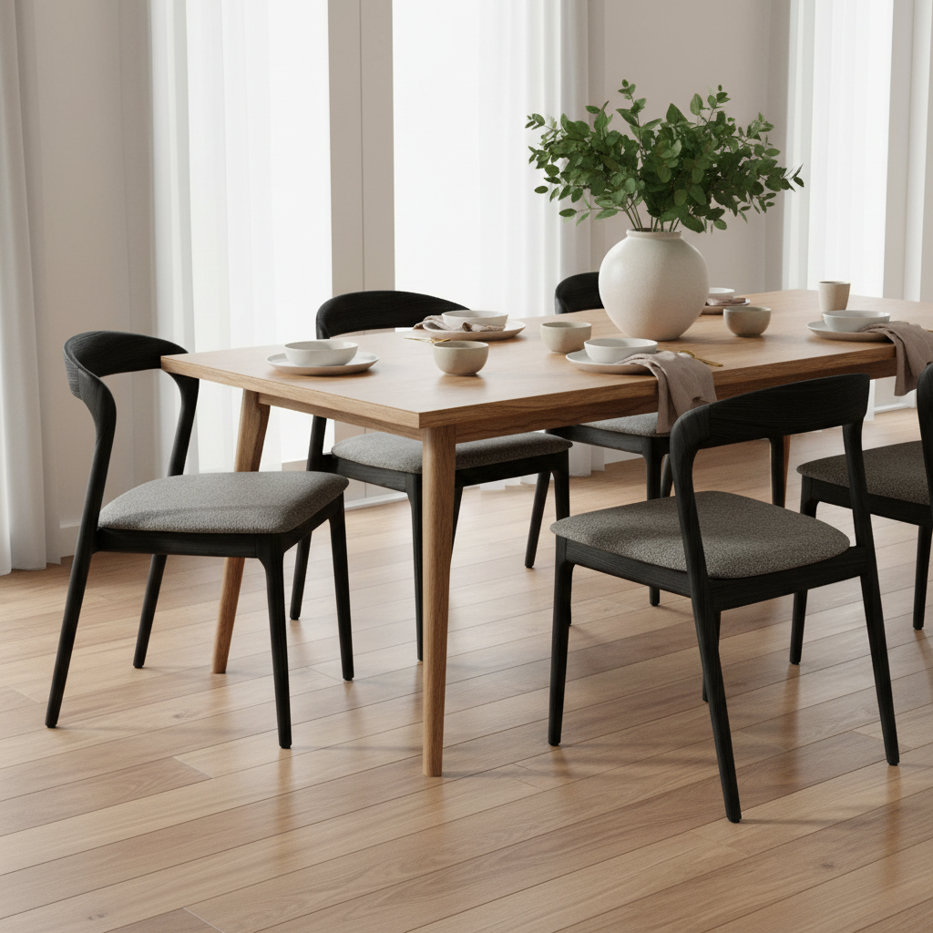 Shannen Dining Chair-Black Frame with Charcoal Fabric Seat