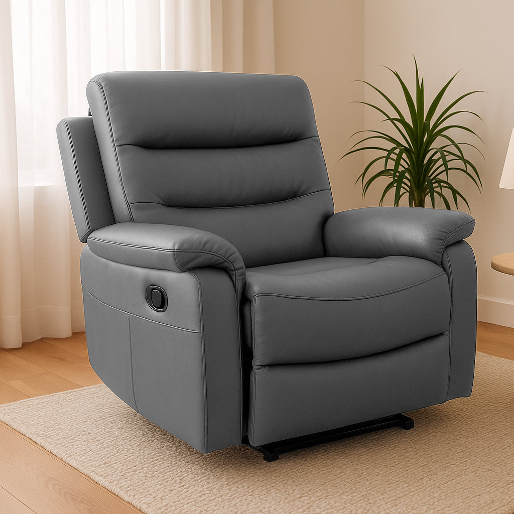 Nelson Leather Lift Chair-Charcoal