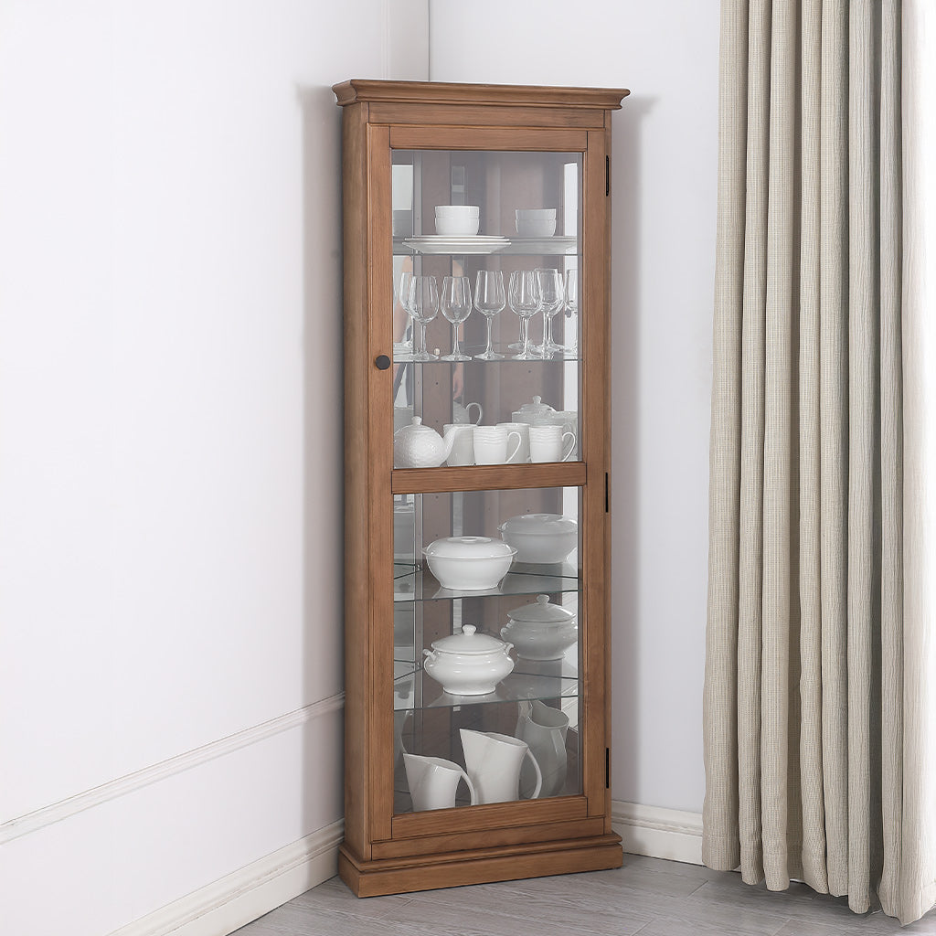 Cowra Corner Display Cabinet-Rustic Walnut