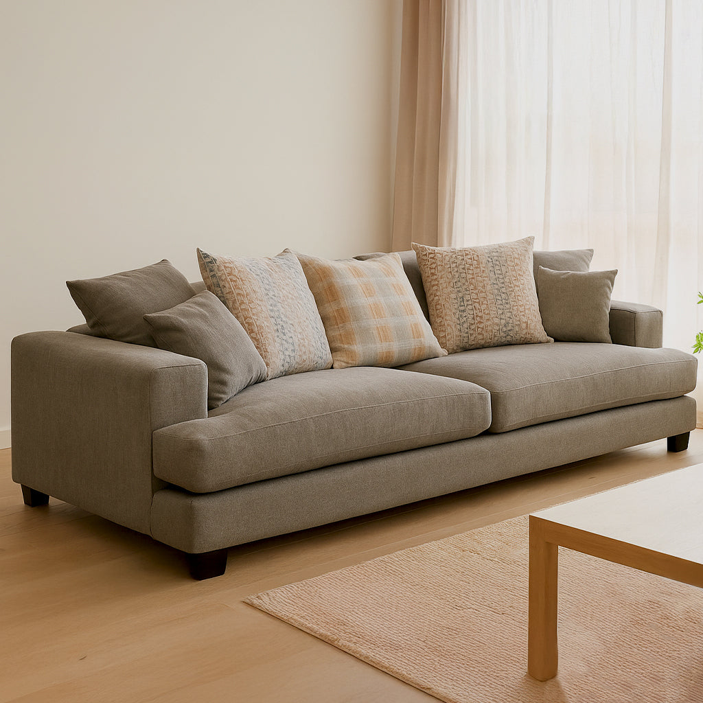 Noosa 2 Seater Fabric Sofa with Scatter Back Design-Pebble
