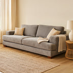 Noosa 2 Seater Fabric Sofa with Block Back Design-Pebble