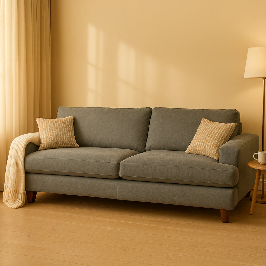 Noosa 2 Piece Sofa Set Block Back Design-Shale