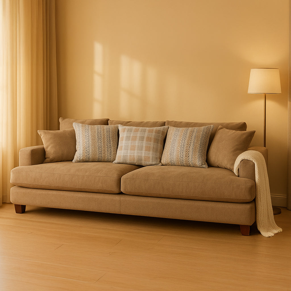 Noosa 2 Seater Fabric Sofa with Scatter Back Design-Toffee