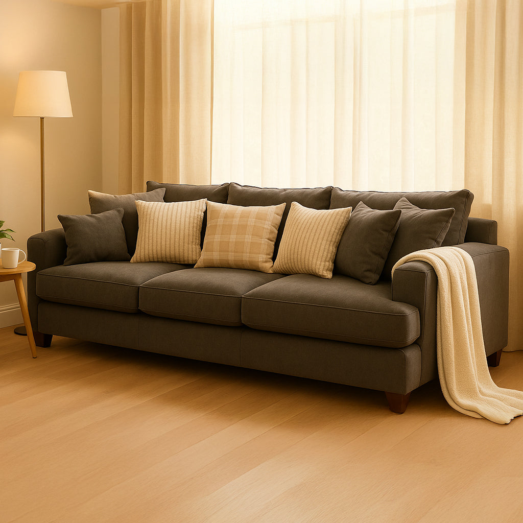 Noosa 3 Seater Fabric Sofa with Scatter Back Design-Driftwood