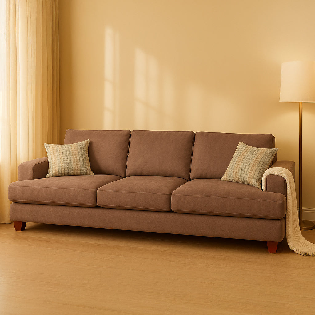 Noosa 3 Seater Fabric Sofa with Block Back Design-Rustica