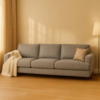 Noosa 3 Seater Fabric Sofa with Block Back Design-Silver