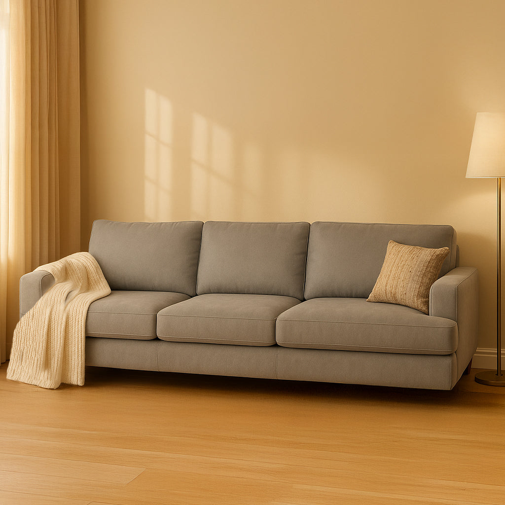Noosa 3 Seater Fabric Sofa with Block Back Design