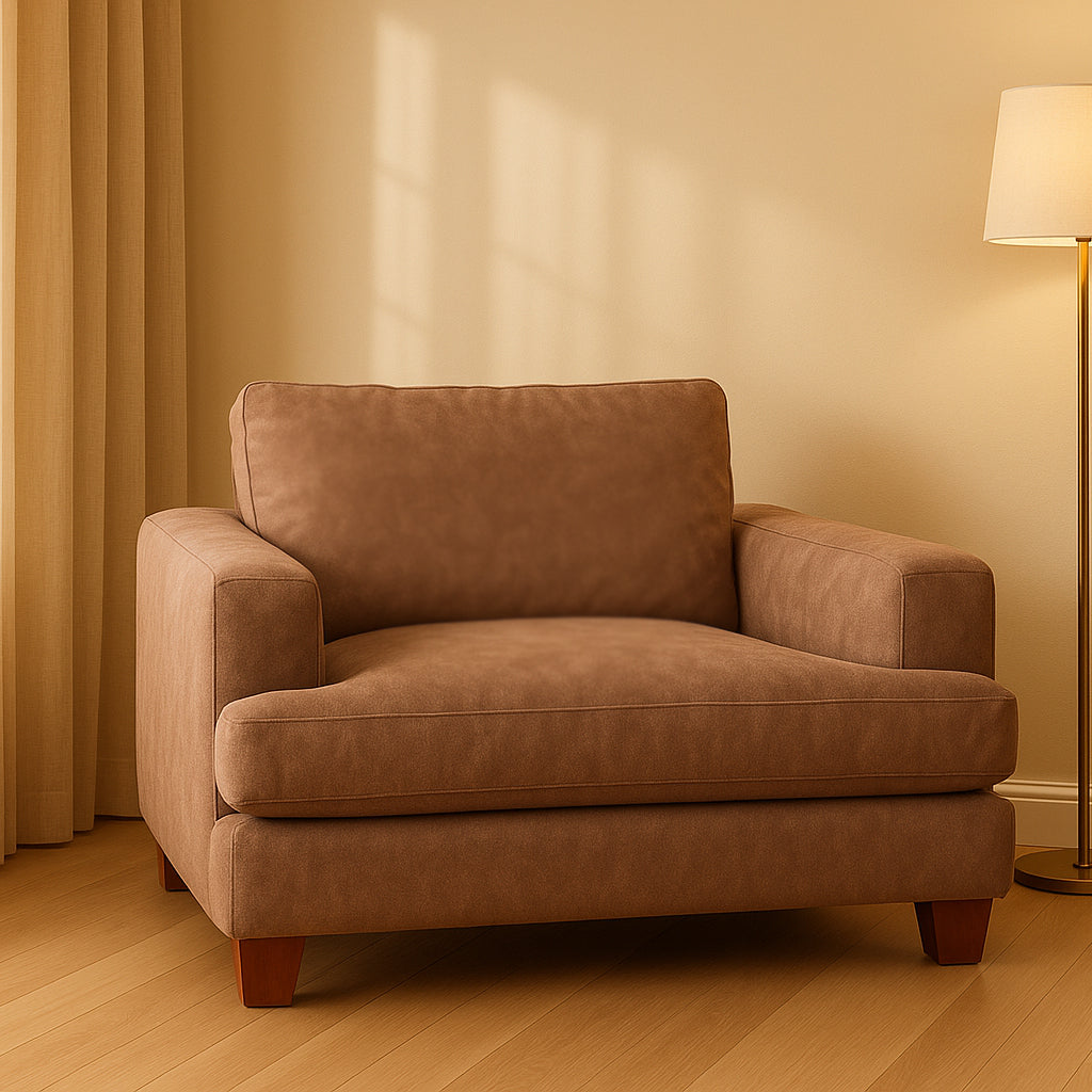 Noosa Fabric Armchair with Block Back Design-Rustica