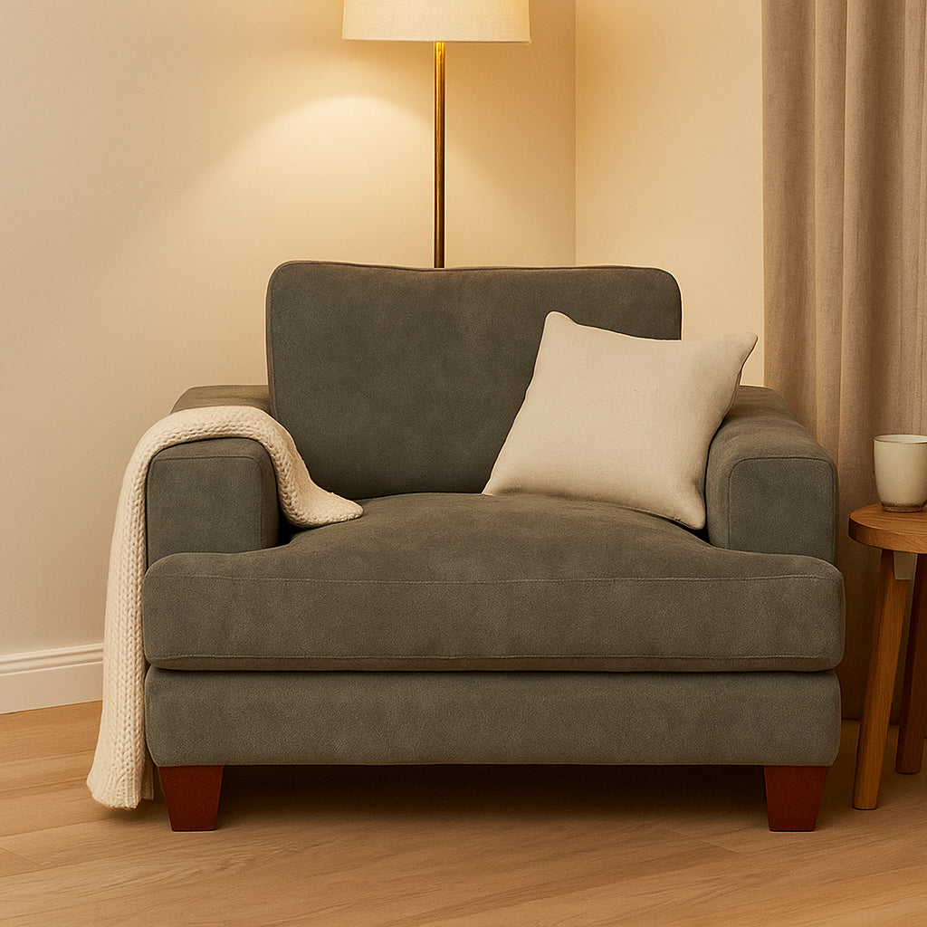 Noosa Fabric Armchair with Block Back Design-Shale